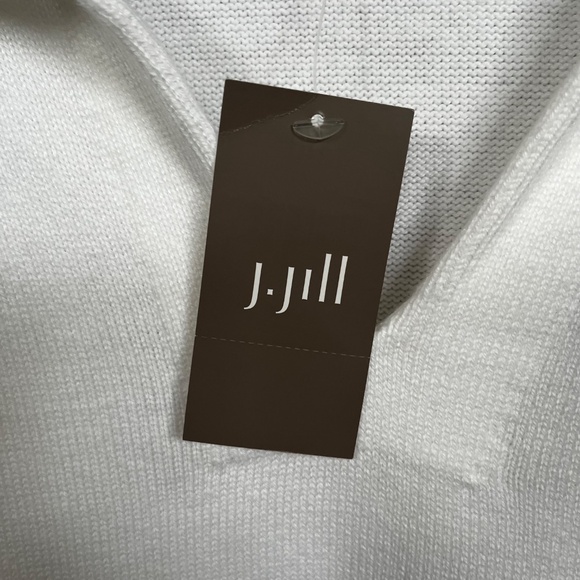 NWT J Jill White Cotton Blend 3/4 Sleeve Collared V-Neck Pull-Over Sweater SZ 2X - Picture 4 of 6